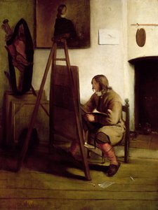En kunstner i atelieret hans